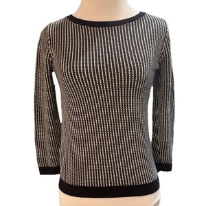 Ann Taylor Navy & White Silk Cotton Textured Sweater – Size Small
